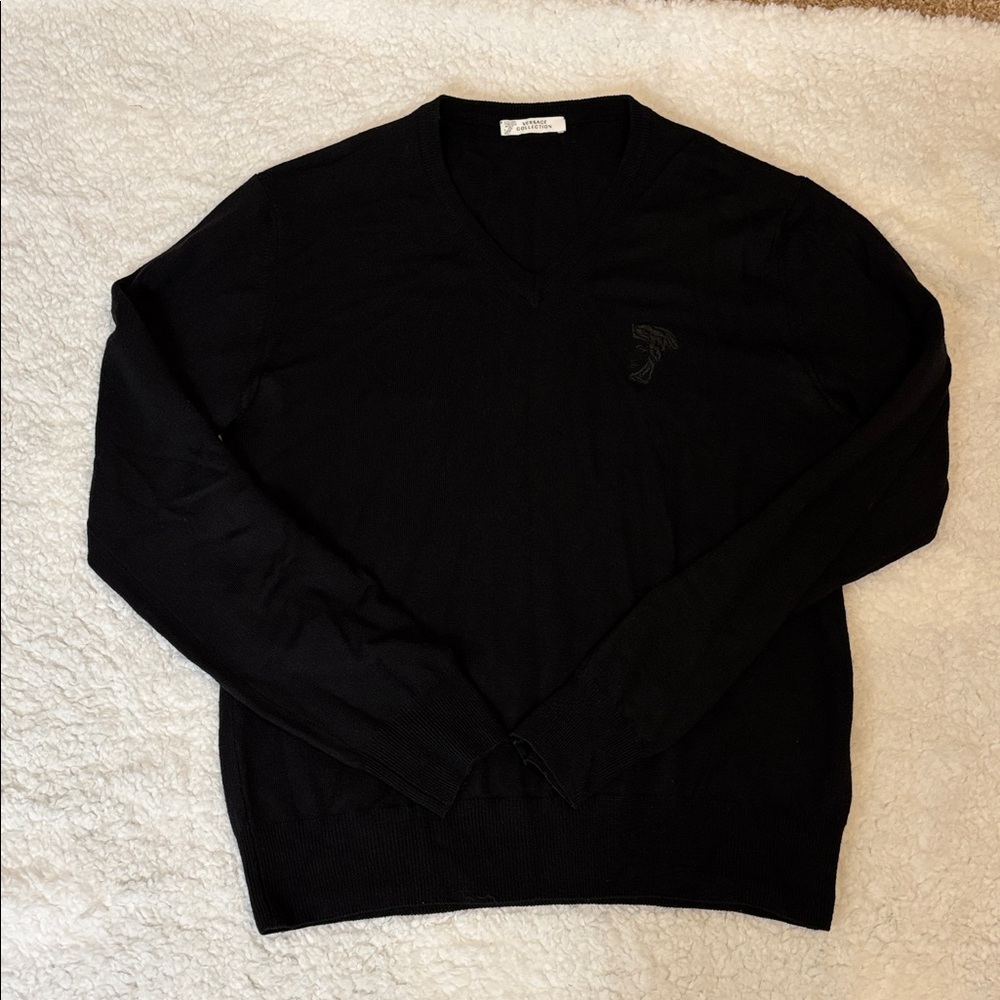 Versace Collection Gianni Versace black wool sweater size medium v neck